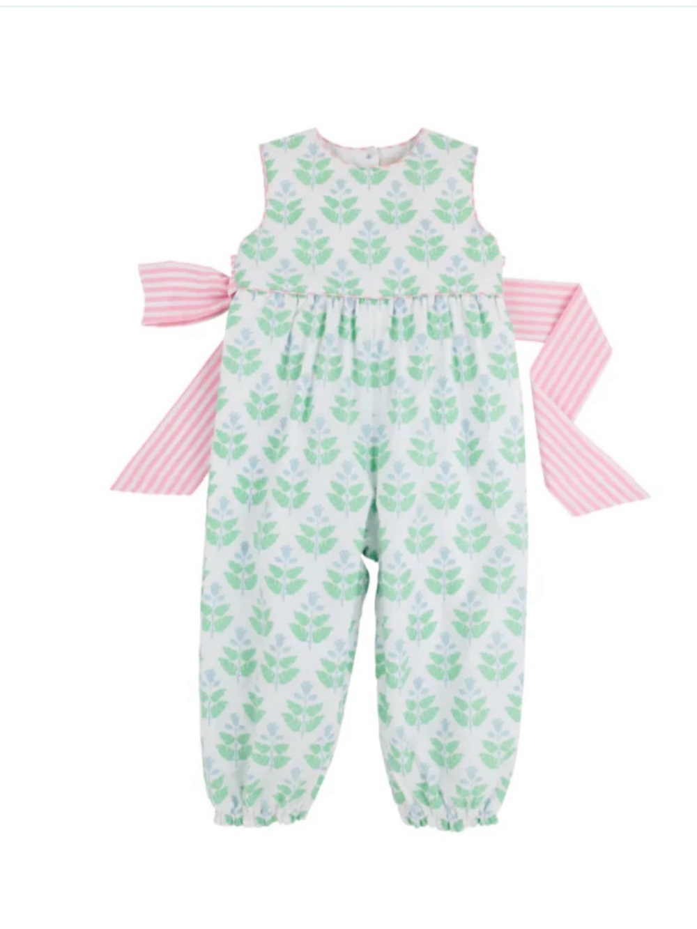 TBBC Floral Print Romper with Pink Striped Sash